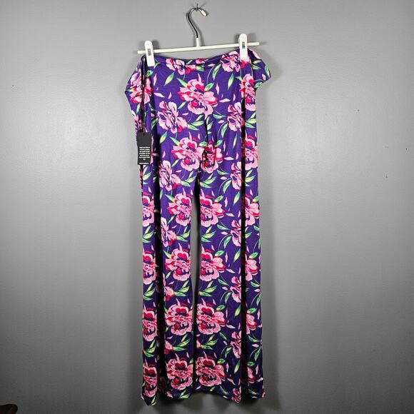 NWT Revolve Michael Lauren Barto Purple Floral Wide Leg Pant Womens Size Small - Picture 2 of 6